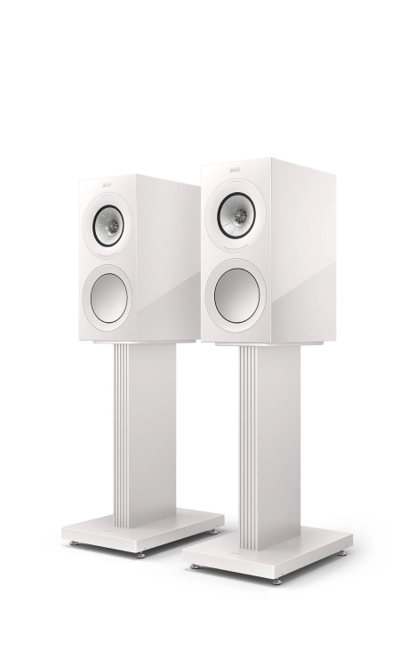 R3_Meta_White Gloss_without grille_on_perspective_Front_in pair_on stand.jpg